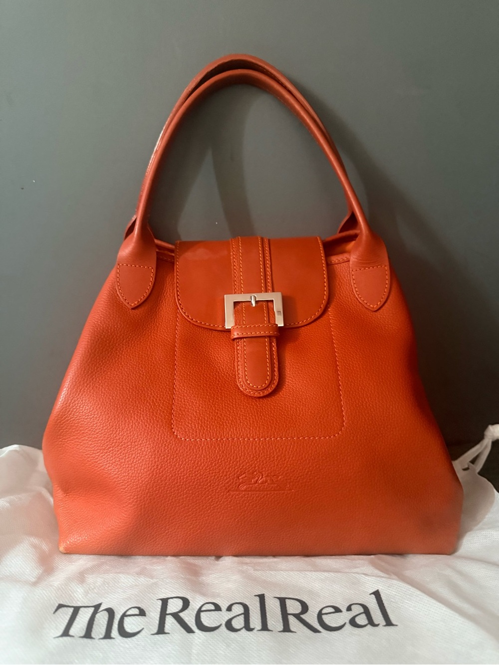 Longchamp Orange Leather Top-Handle Tote bag - Picture 2 of 9